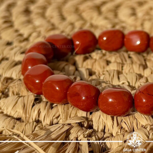Red Jasper Crystal Bracelet made with genuine natural tumbled gemstone beads, available online at Gaia Center Crystal Shop Cyprus. Authentic Red Jasper bracelet for grounding, strength, courage, vitality, emotional balance and spiritual wellbeing with Cyprus-wide delivery.