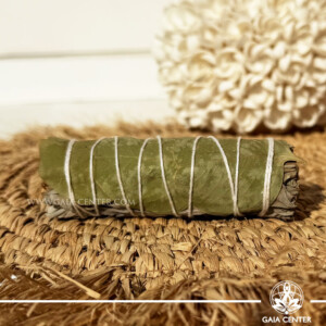 White Sage with Eucalyptus Smudge Stick handcrafted from natural herbs, available online at Gaia Center Crystal Shop Cyprus. Ideal for energy cleansing, meditation, relaxation, space clearing and spiritual wellness with Cyprus-wide delivery.