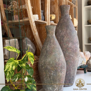 Antique Design Terracotta Floor Vases Set of 2 | Artisan Crafted in Bali at Gaia Center crystal shop Cyprus