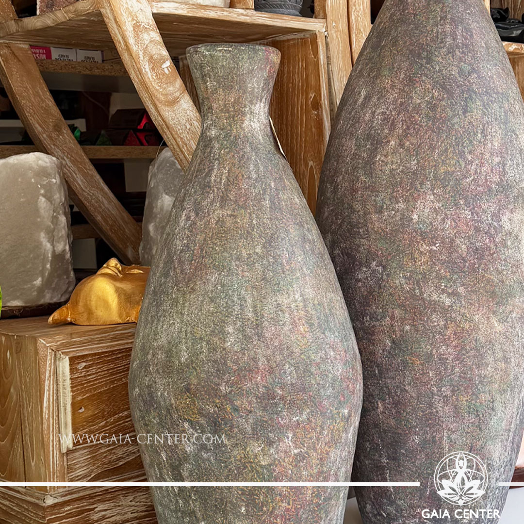 Antique Design Terracotta Floor Vases Set of 2 | Artisan Crafted in Bali at Gaia Center crystal shop Cyprus