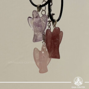 Strawberry Quartz, Amethyst & Rose Quartz Angel Pendant – Sterling Silver available at Gaia Center Cyprus