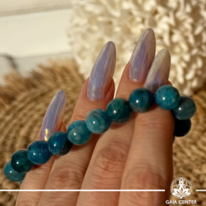 Blue Apatite polished beads crystal bracelet from Gaia Center Cyprus