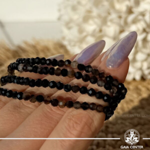 Black Agate 4mm faceted crystal bracelet from Gaia Center Cyprus