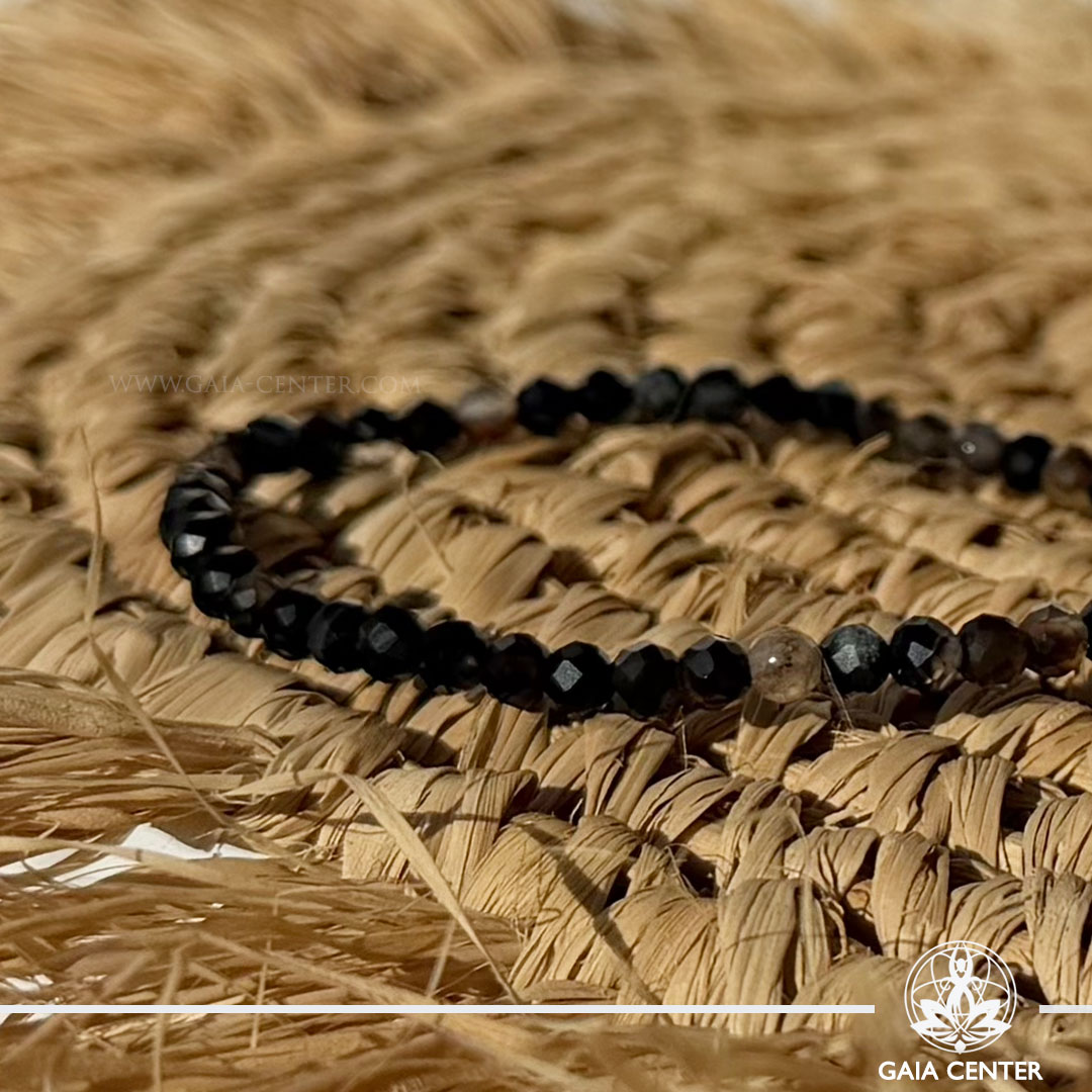 Black Agate 4mm faceted crystal bracelet from Gaia Center Cyprus