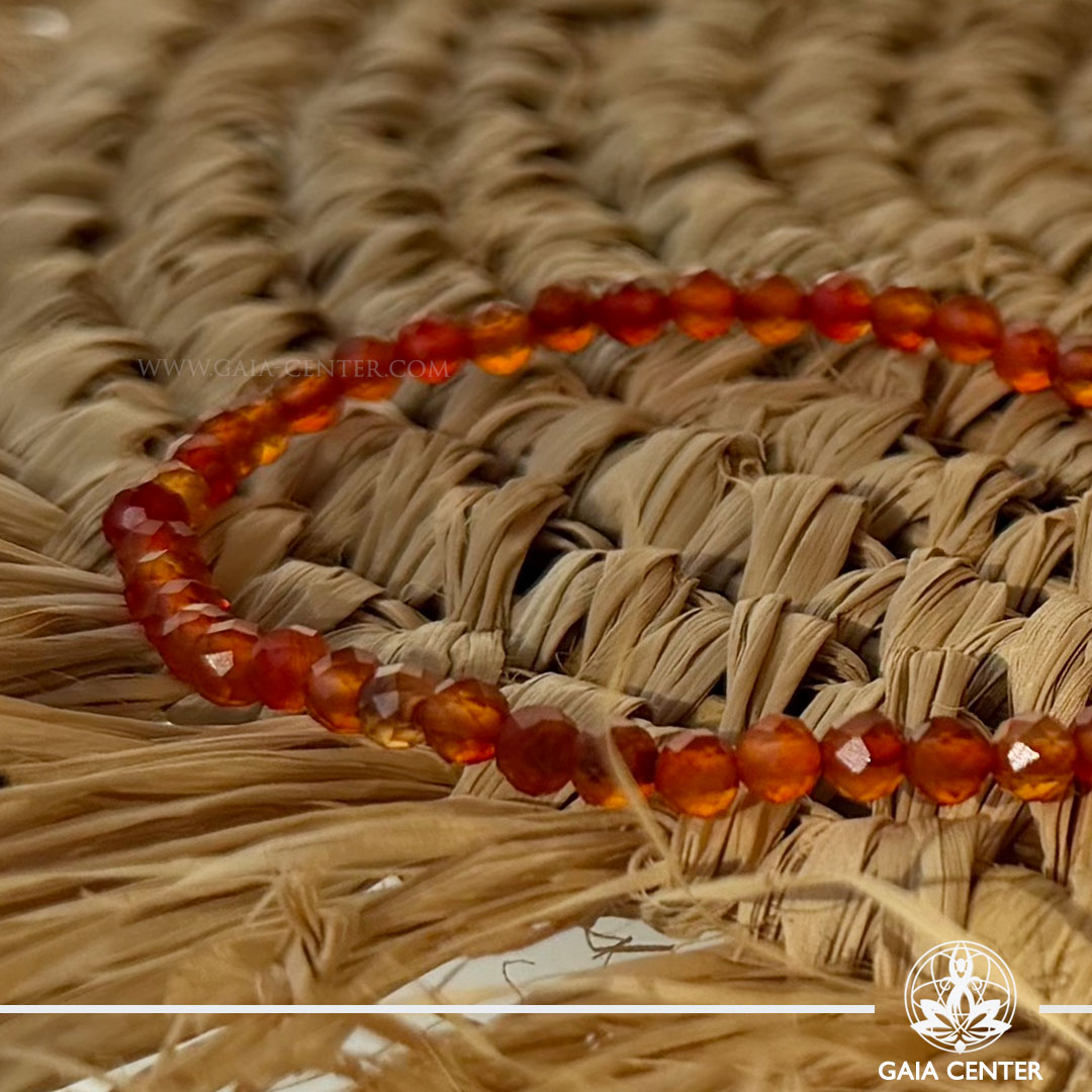 Carnelian 4mm faceted crystal bracelet from Gaia Center Cyprus