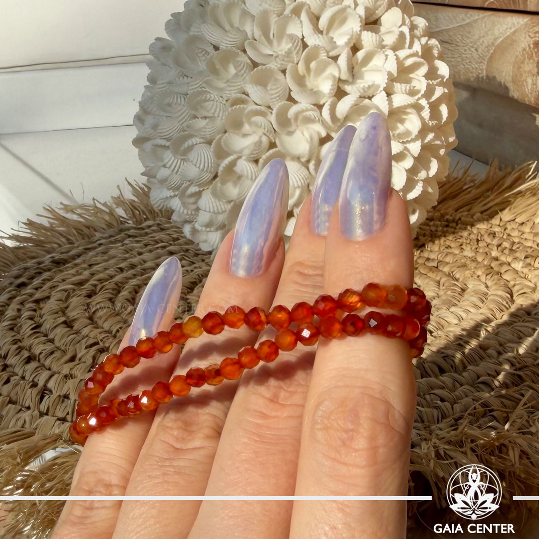 Carnelian 4mm faceted crystal bracelet from Gaia Center Cyprus