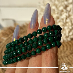 Green Malachite polished beads crystal bracelet from Gaia Center Cyprus
