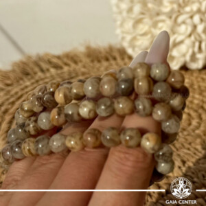 Moonstone Feldspar polished beads crystal bracelet from Gaia Center Cyprus