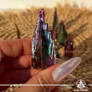 Bismuth Pyramid crystal with iridescent rainbow colours – GAIA CENTER crystal shop Cyprus