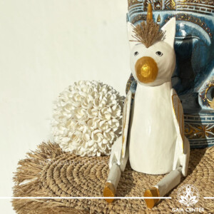 Hand-carved wooden unicorn from Bali, a mystical spiritual totem symbolising intuition, protection and inner strength.