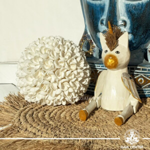 Hand-carved wooden unicorn from Bali, a mystical spiritual totem symbolising intuition, protection and inner strength.