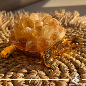 Crystal turtle with heat-treated golden citrine points from the Feng Shui Sacred Celestial Animals Collection.