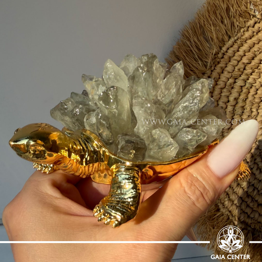 Crystal turtle with smoky quartz points from the Feng Shui Sacred Celestial Animals Collection.