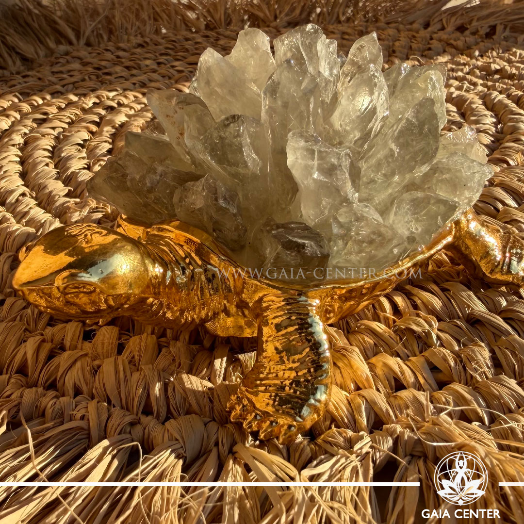Crystal turtle with smoky quartz points from the Feng Shui Sacred Celestial Animals Collection.