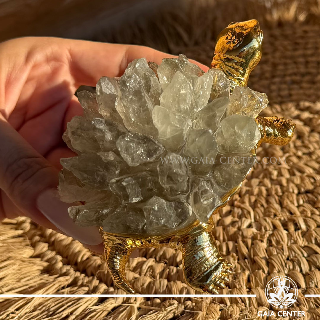 Crystal turtle with smoky quartz points from the Feng Shui Sacred Celestial Animals Collection.