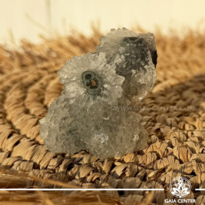 Green Apophyllite Stalactite Bridge natural crystal specimen with a distinctive bridge-like formation, available at a crystal shop in Cyprus.